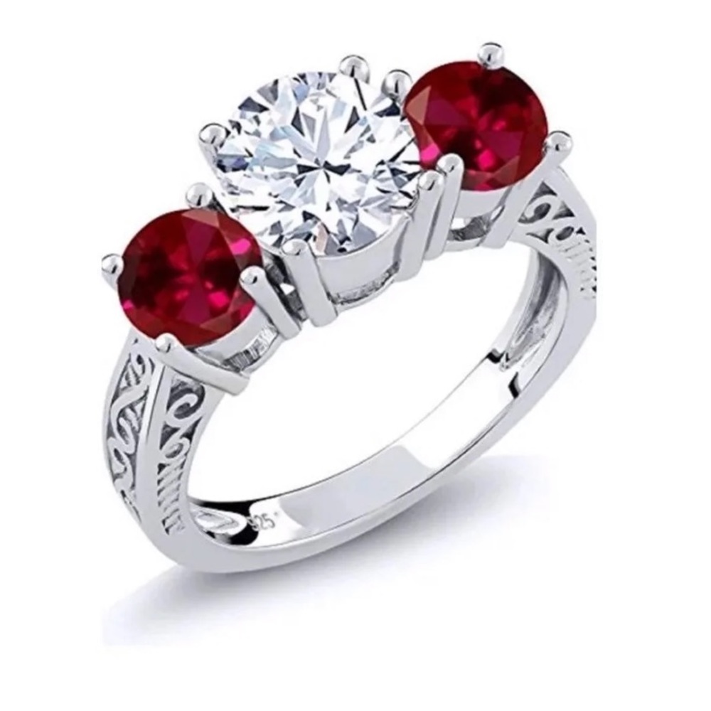Sparkling Ruby White Topaz Ring